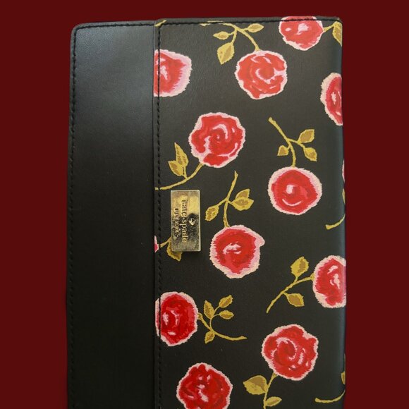 Vintage Kate Spade New York Flat Wristlet Nott Ditsy Rose Design Gold Hardware - Picture 7 of 11